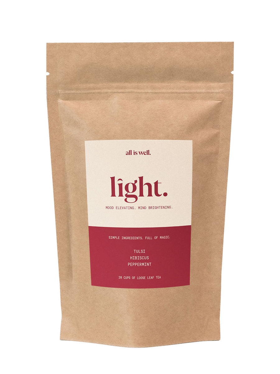 all is well. light. hand crafted herbal tea blend